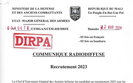 Tous les Résultats Recrutement Armée 2023 - Mali